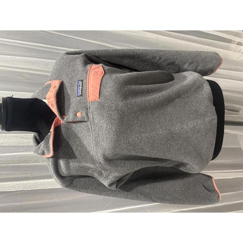 Patagonia Women's Gray and Coral Fleece Pullover Jacket Sz Small